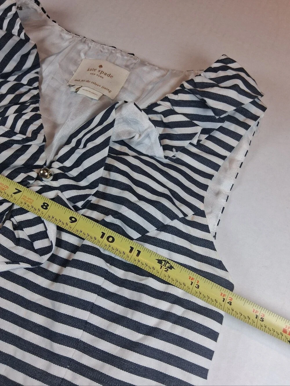 Kate Spade Striped Ruffle Dress Size 6 Nautical Sleeveless Breezy Preppy Cotton